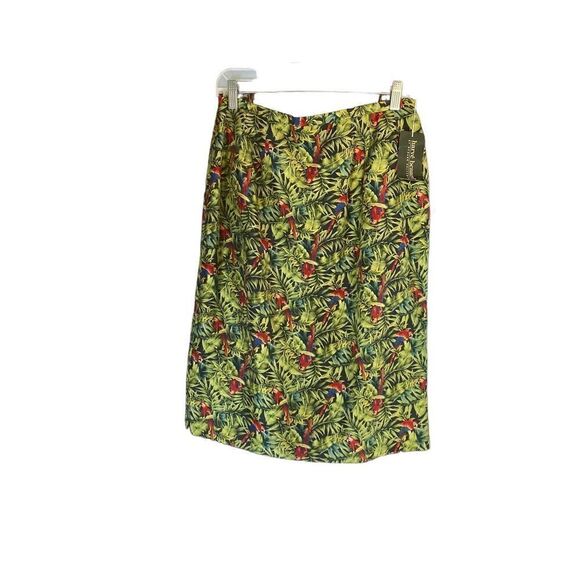 Harve Bernard NWT collection parrot palm tree, 100% silk skirt/12 - Picture 2 of 7